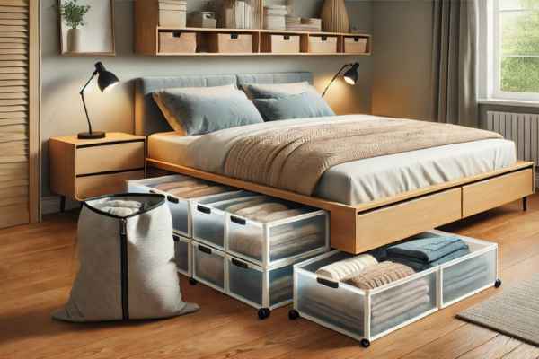 Utilizing Under-Bed Storage for Hidden Blanket Organization